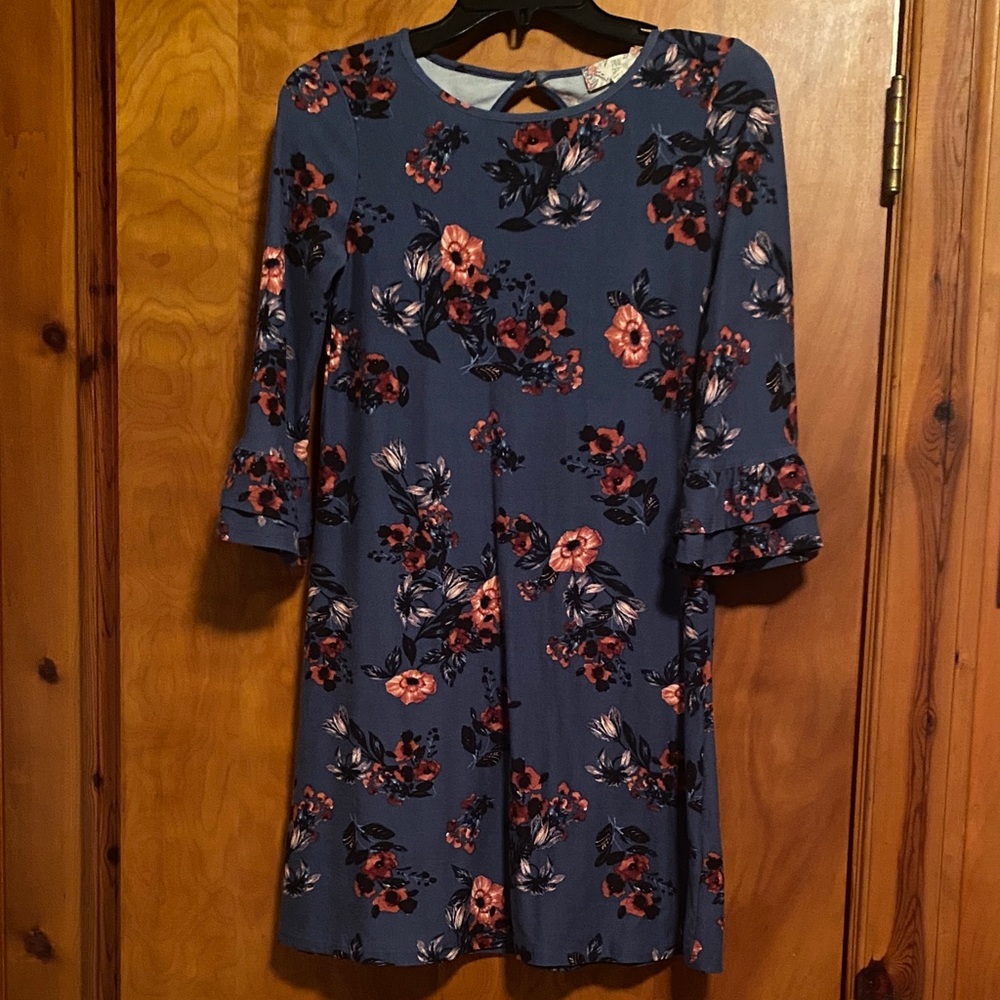 Pink Rose Navy Floral Long Sleeve Dress